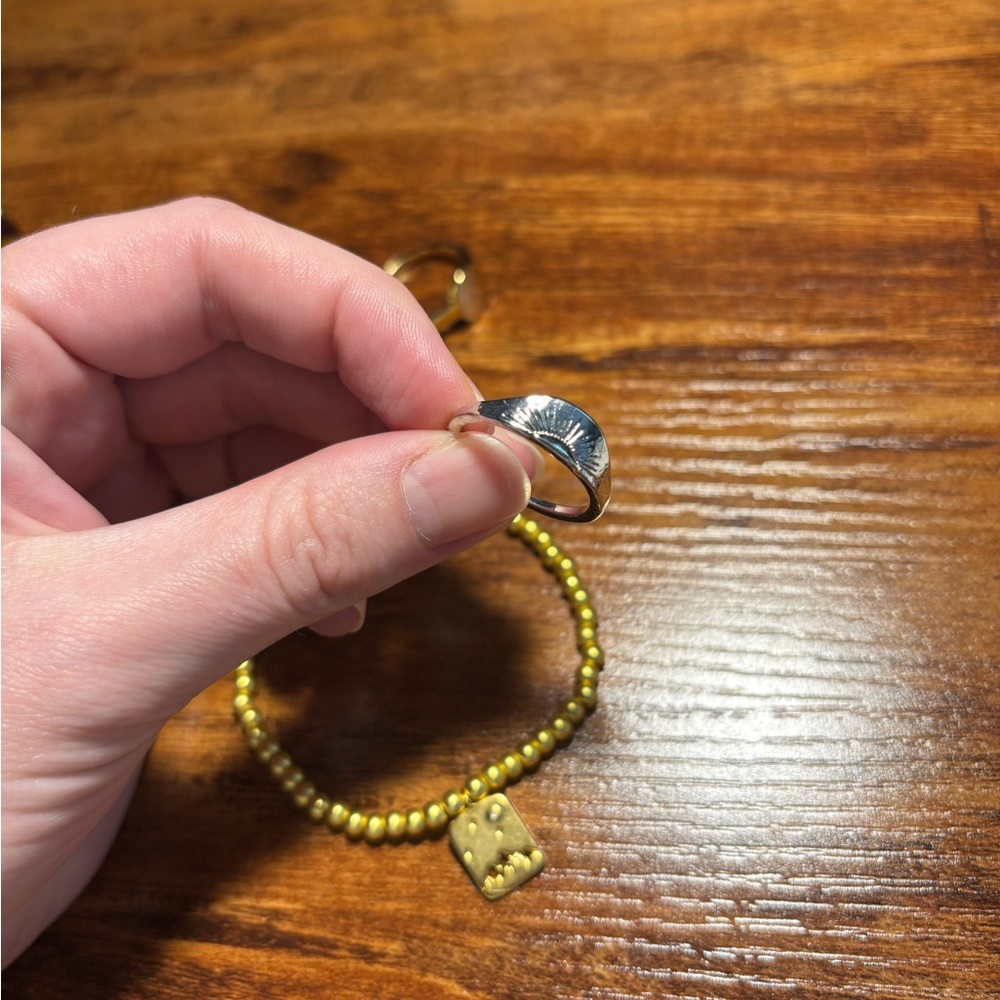 Gold Beaded Bracelet and Ring Set